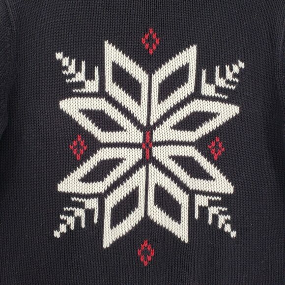 Vintage Jones New York Sweater Women Large Black Nordic Snowflake 100% Cotton - Picture 2 of 8
